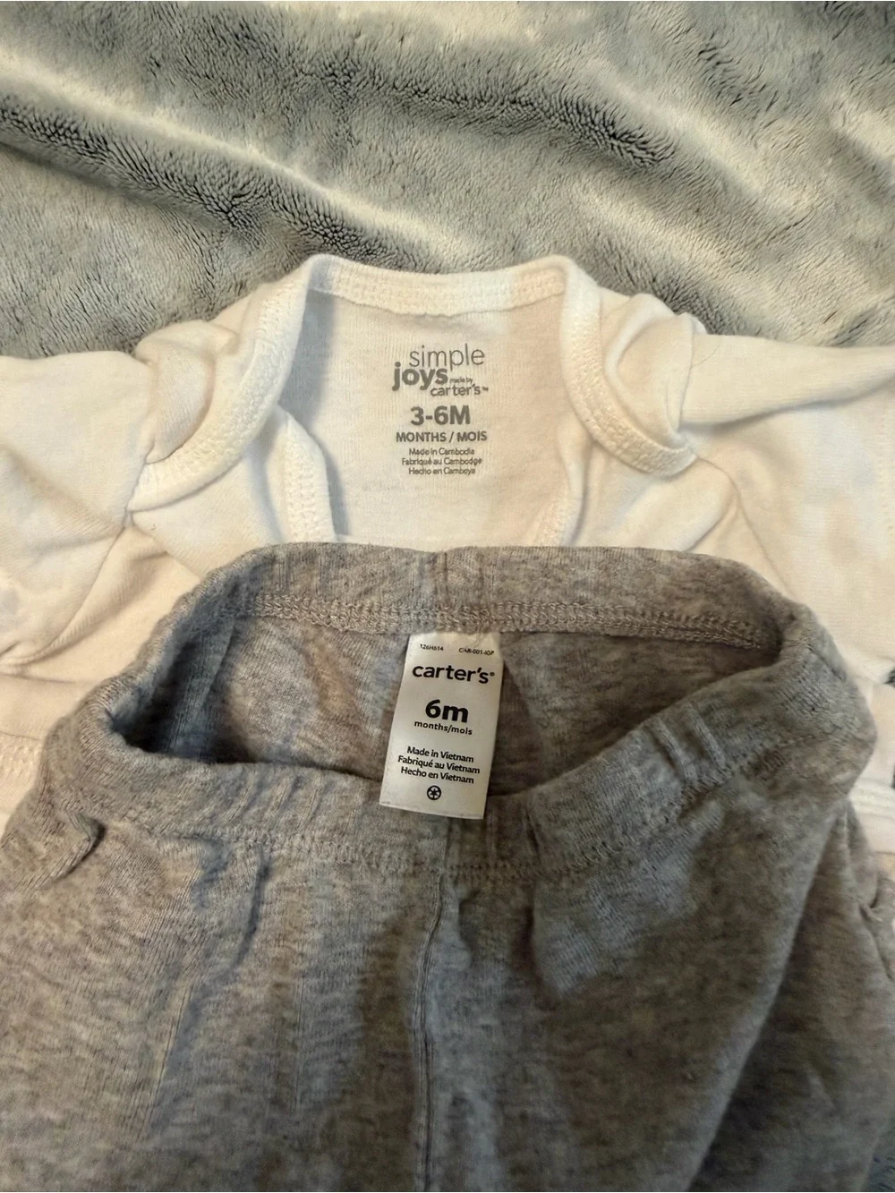 Carter's White Bodysuit with Gray Pants Matching Set